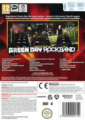 Green Day Rock Band box cover back